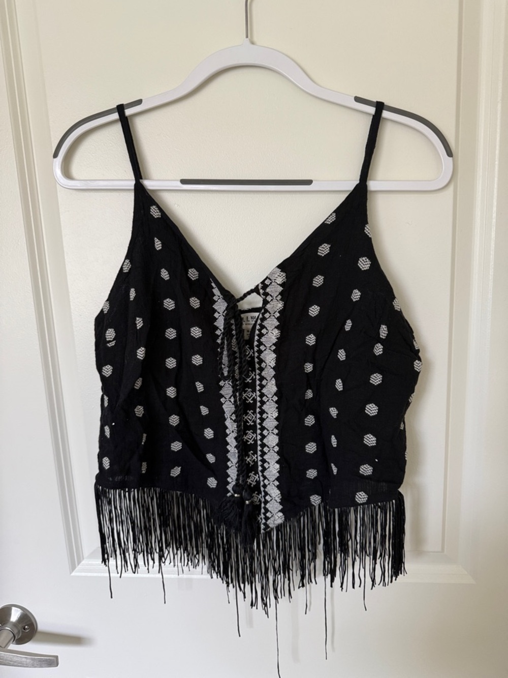 Idyllwind Black Embroidered Fringe Camisole